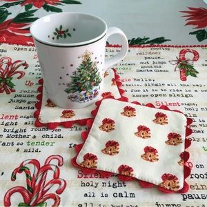 ✨Golden Bells Retro-style Christmas Coasters 🔔, Set of 2✨